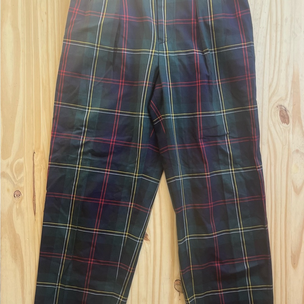 Ralph Lauren Polo vintage RARE Plaid pleated pants sz 8 navy green red yellow
